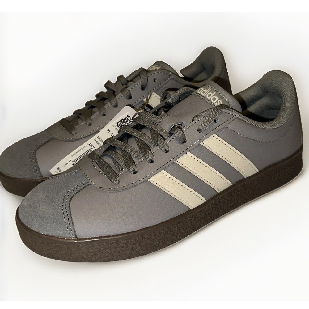 Adidas VL Court Base - Cream and Gray - Mens Shoes‎ Sz 6.5 NWT